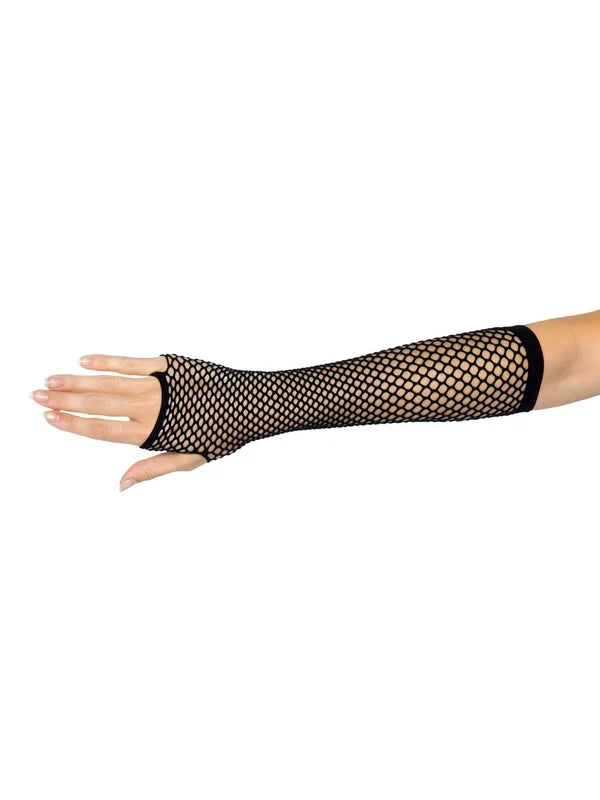Triangle Net Fingerless Arm Warmer Gloves Black