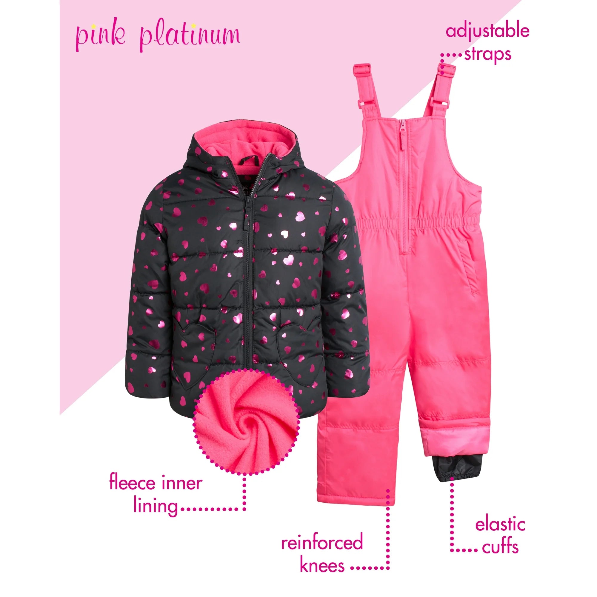 Foil Heart Snowsuit Ebony