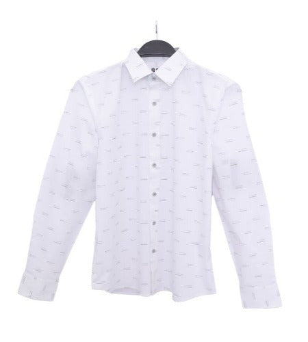 Camisa Solid Print Stretch Slim P/hombre White