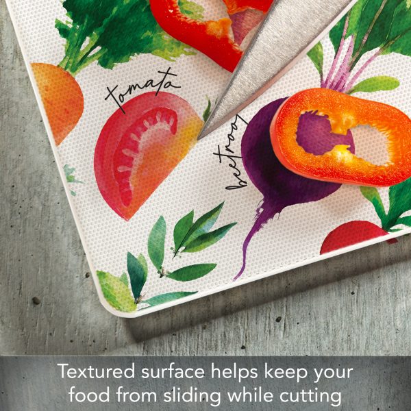 Salvaplatos de vidrio "Deliciosas Verduras" 10″ x 8″