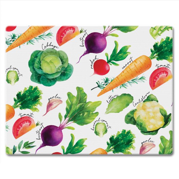 Salvaplatos de vidrio "Deliciosas Verduras" 10″ x 8″