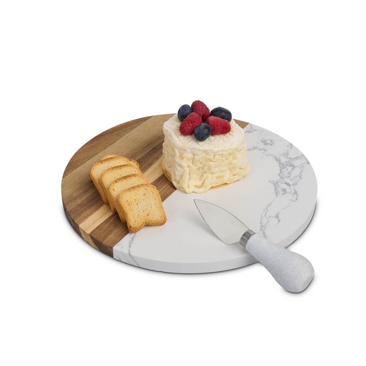 Round Cultured Marble & Wood Cheese Board