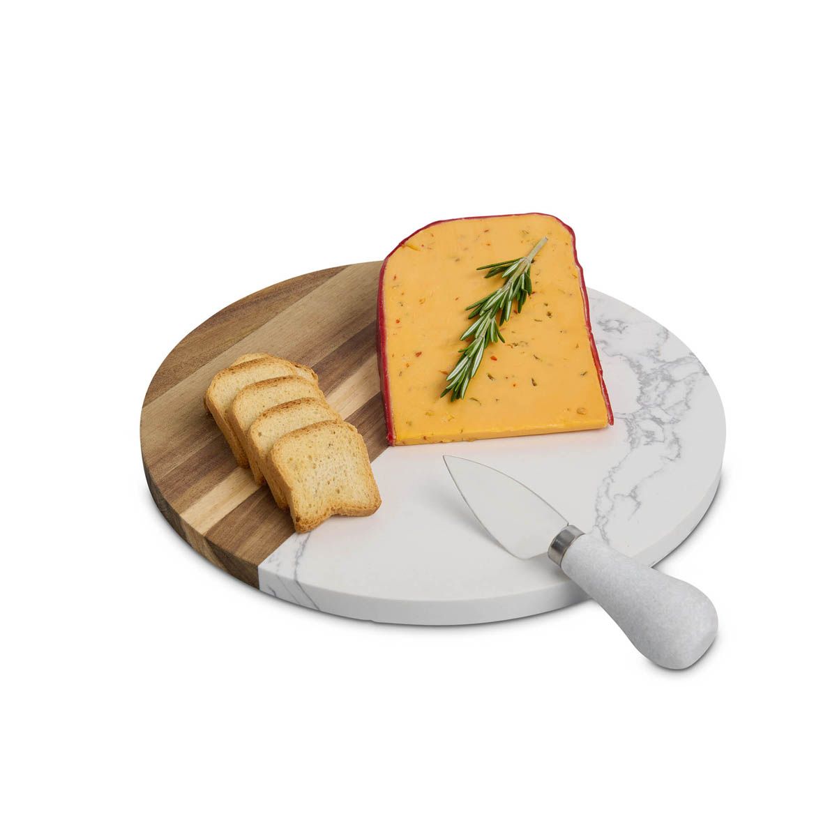Round Cultured Marble & Wood Cheese Board
