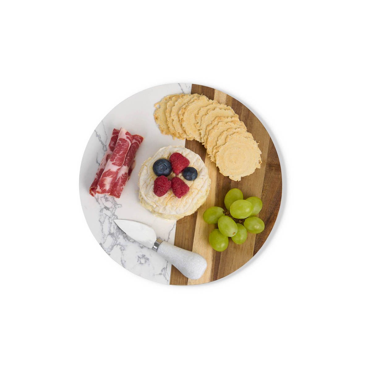 Round Cultured Marble & Wood Cheese Board