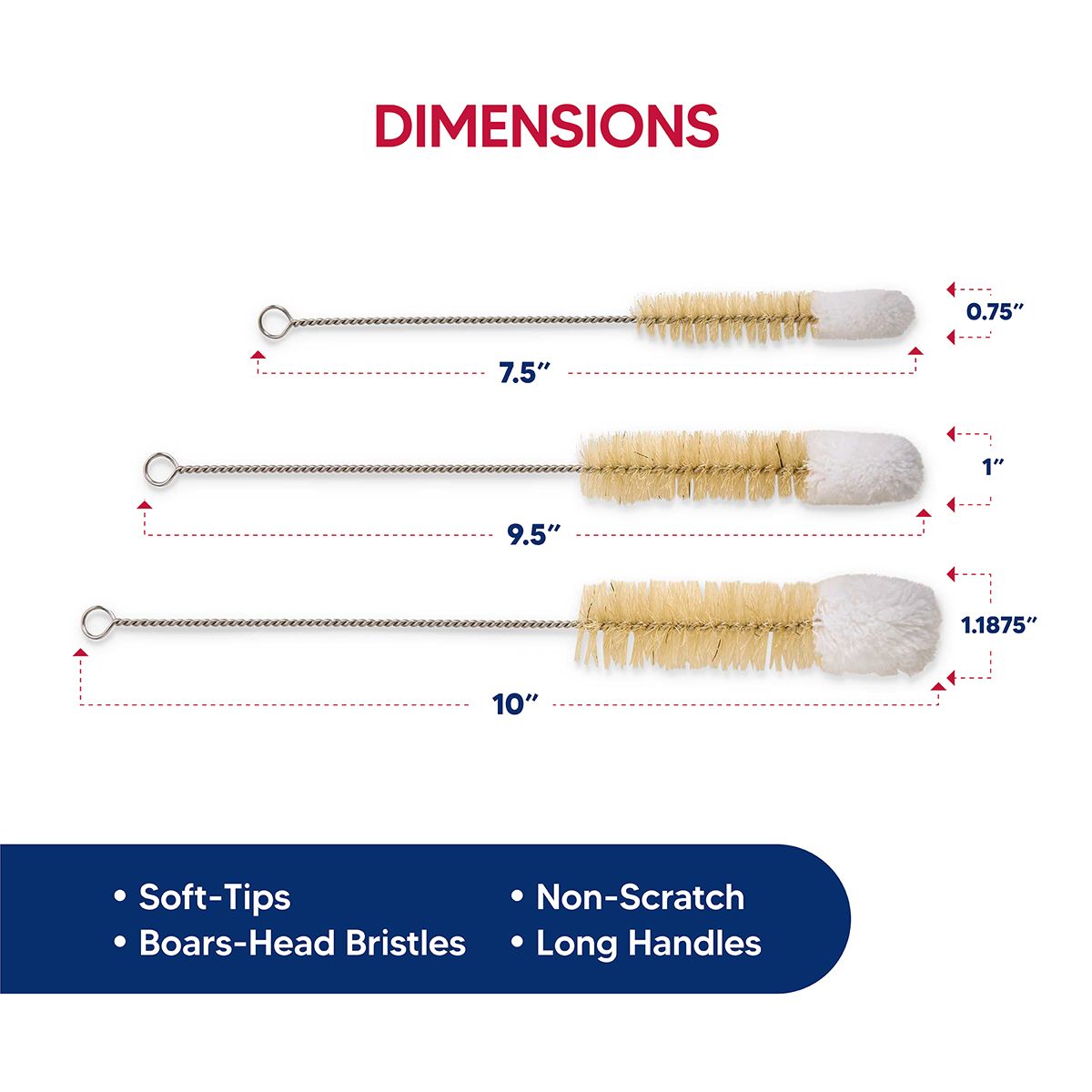 Soft Tip Cleaning Brushes, Set of 3