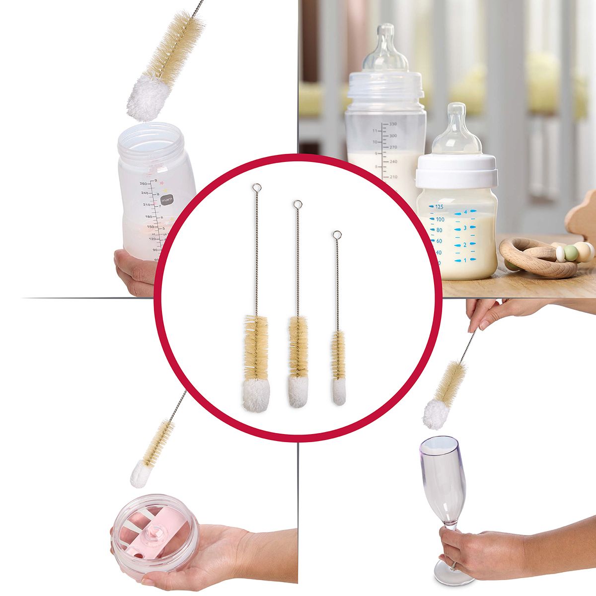 Soft Tip Cleaning Brushes, Set of 3