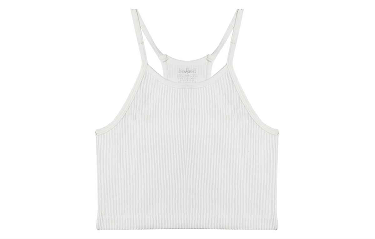 White Rib-Knit Camisole Crop Tank Tops