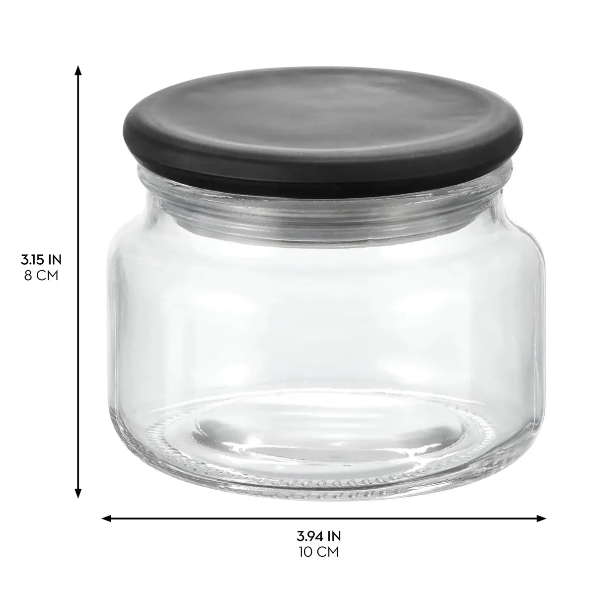 Gracie Glass Jar 280 ML  Clear / Matte Black Glass