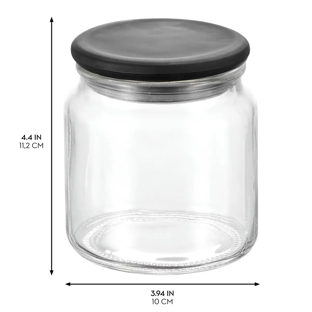 Gracie Glass Jar 480 ML Clear / Matte Black Glass
