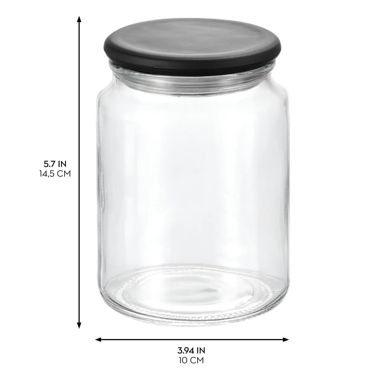 Gracie Glass Jar 700 ML Clear / Matte Black Glass