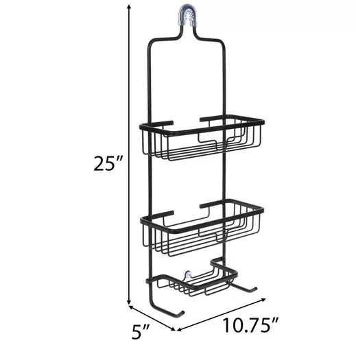 Black - 3-Tier Aluminum Shower Caddy