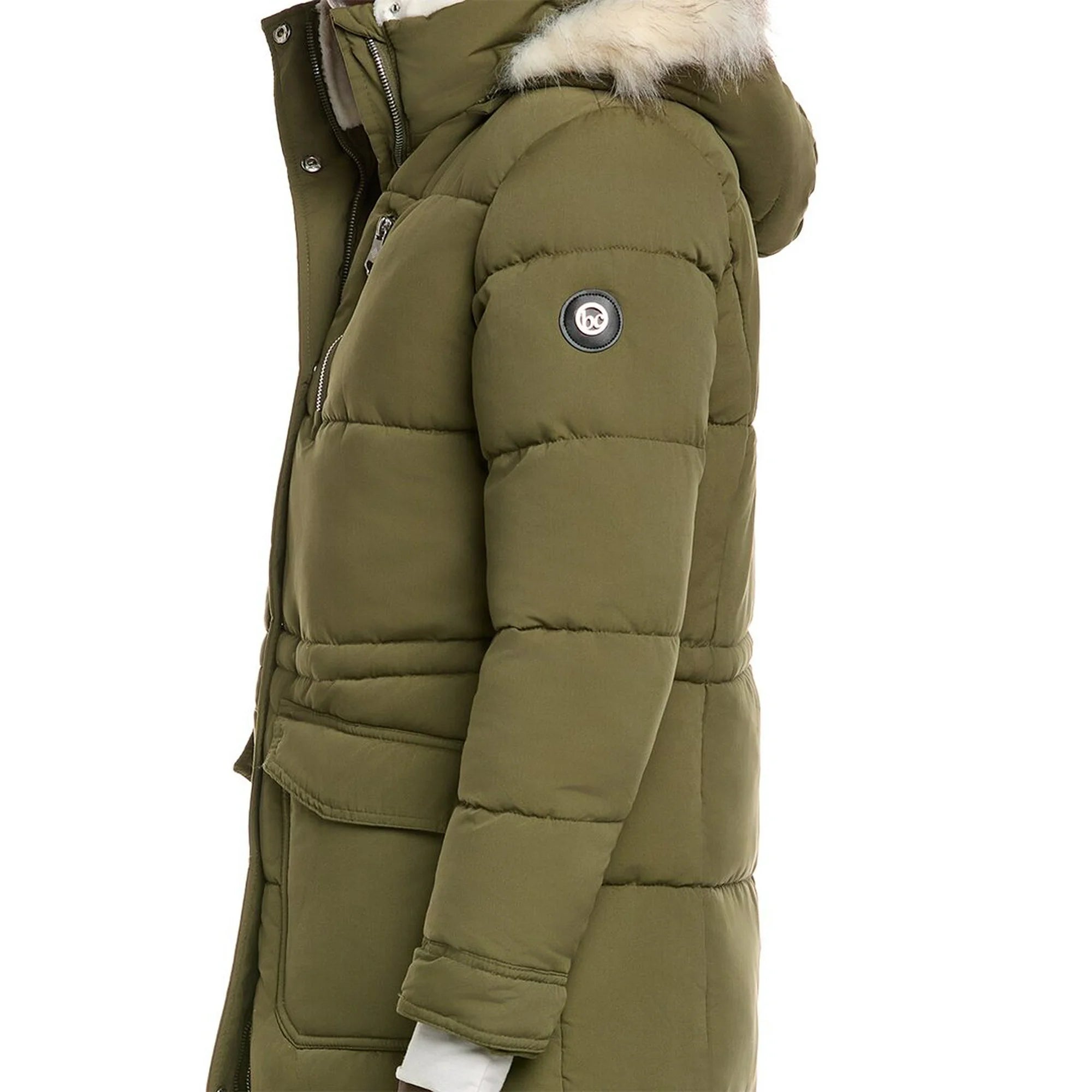 Suede Microfiber Fur Trim Jacket Winter Moss