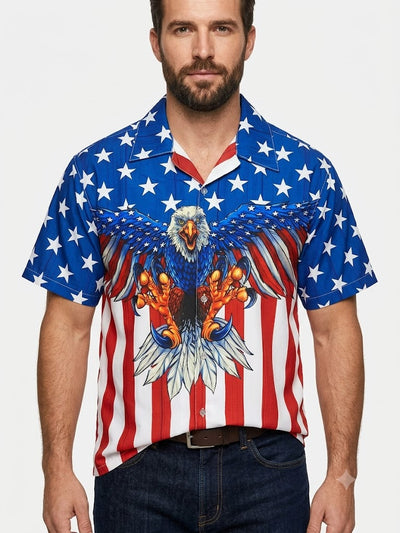 Poly Print Hawaiian Shirts - USA EAGLE