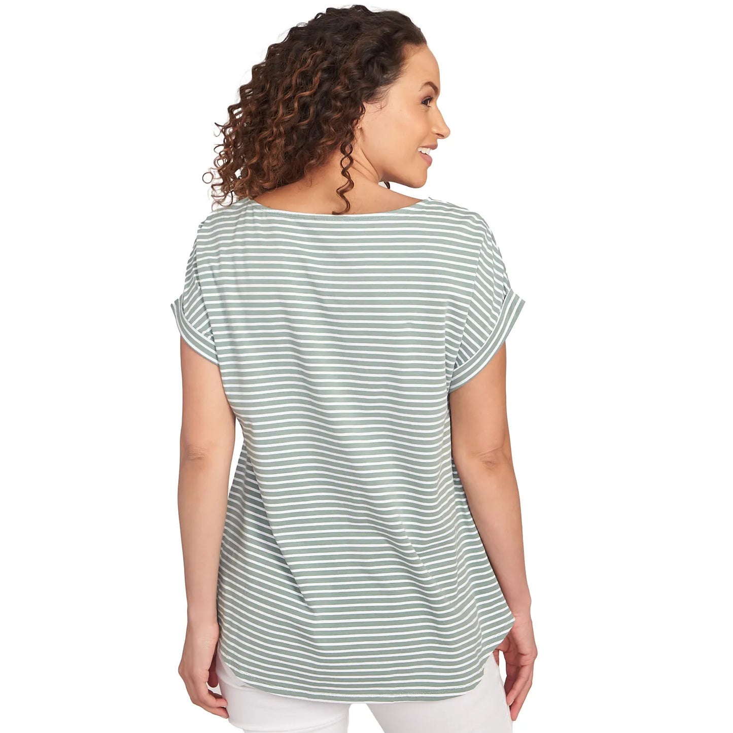 Floral Stripe Jersey Tee Bayleaf Multi  - Ruby Rd