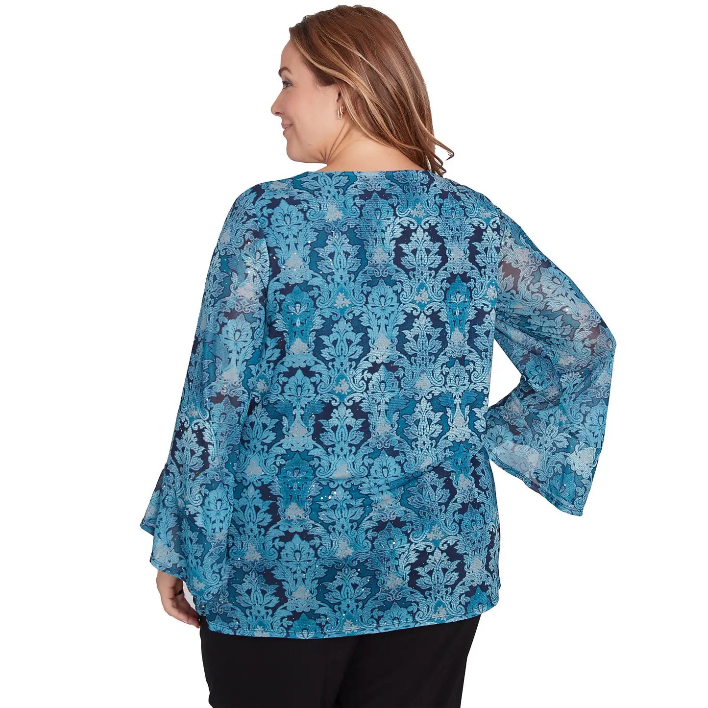 Plus Damask Mesh Top Jade Multi  - Ruby Rd