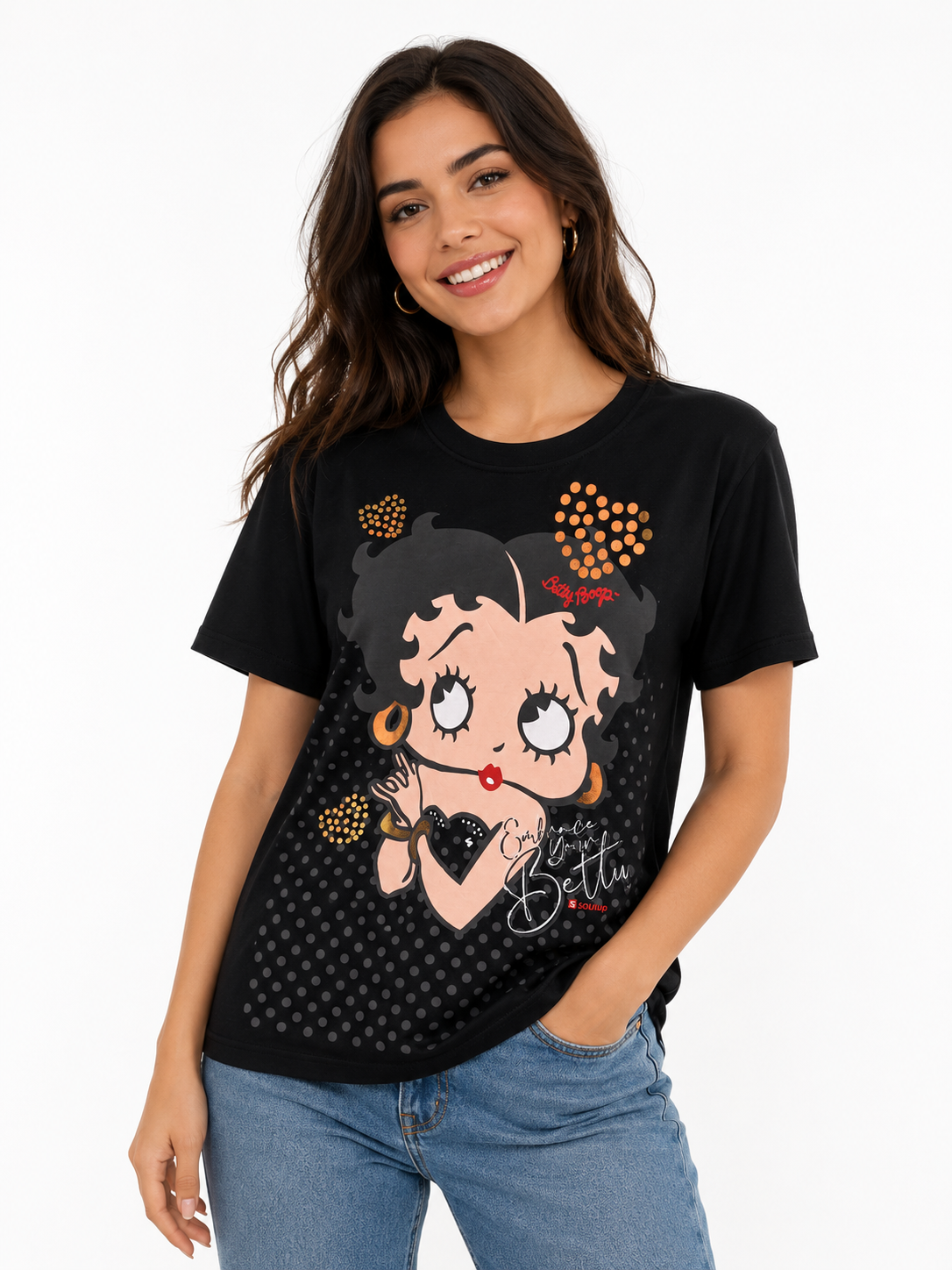 Betty Boop Boxy Crop Tee Black