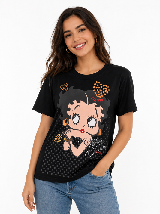 Betty Boop Boxy Crop Tee Black