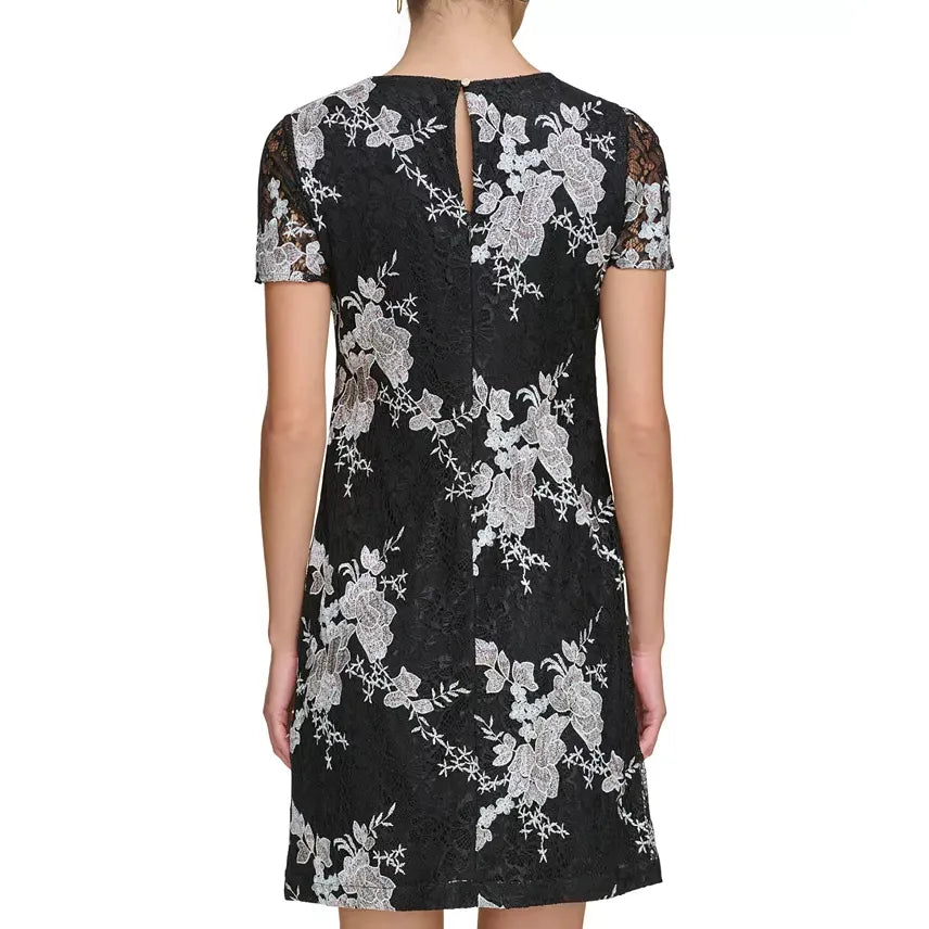 Floral Embroidered Lace Minidress Black/White - Kensie