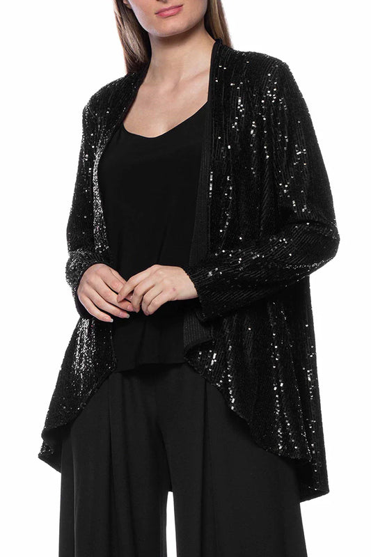 Sequin Tank & Matching Long Sleeve Jacket Black - Marina