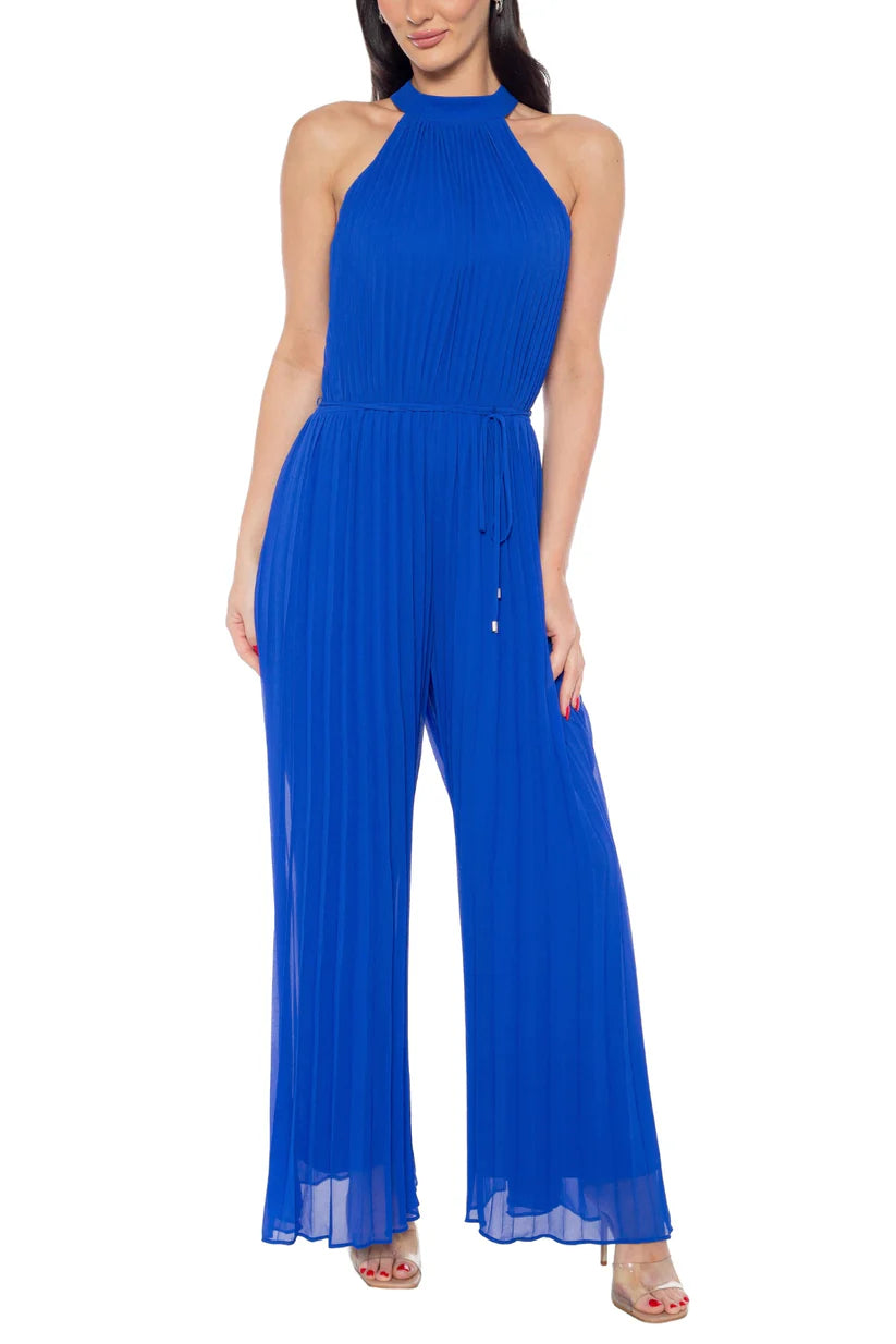 Jumpsuit Crepe Chiffon Mock Royal- Marine