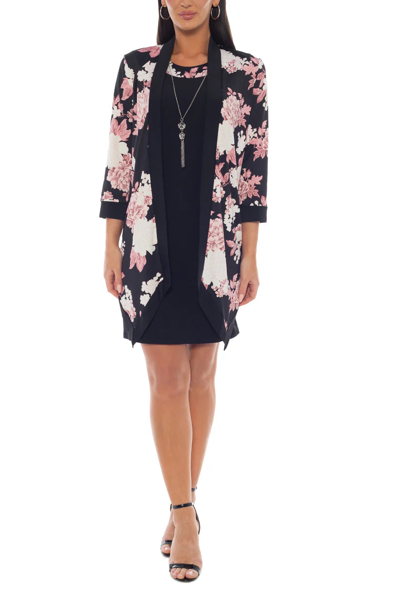 2Pc Set Dress and Jacket Pink Multi - Marine