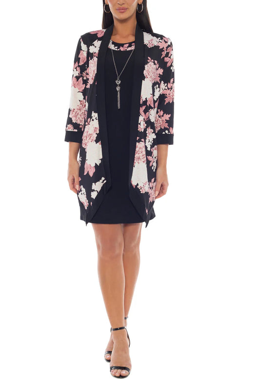 2Pc Set Dress and Jacket Pink Multi - Marine