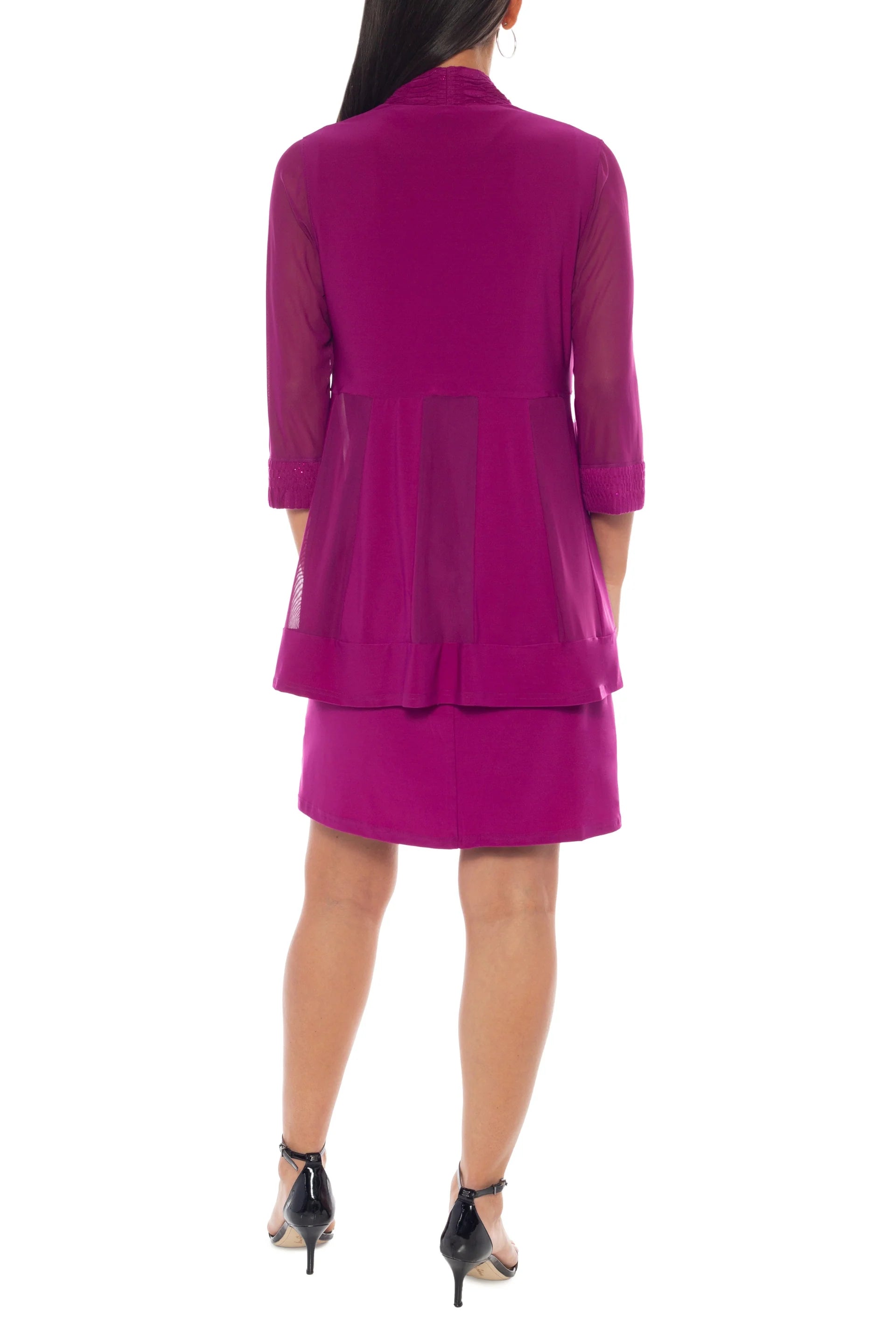 Textured Jacket-Style Dress Fuchsia - Marine