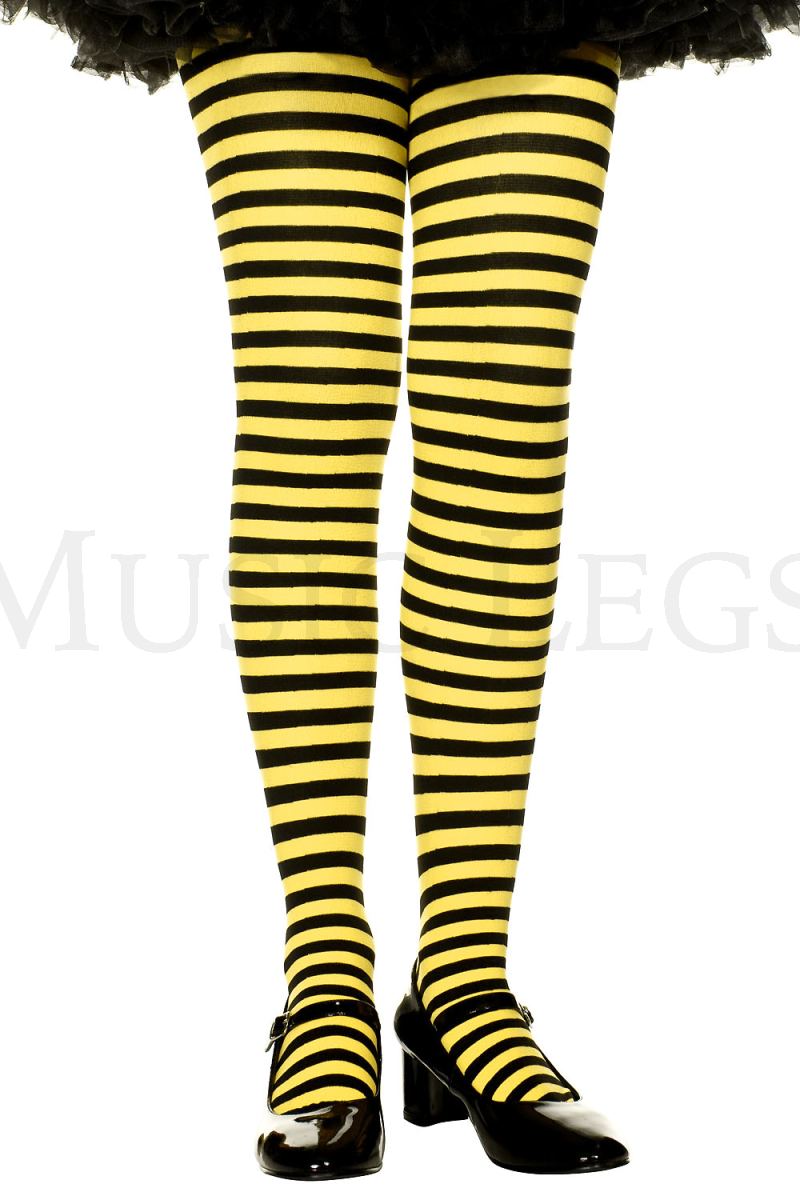 Girls striped tights Black/Yellow