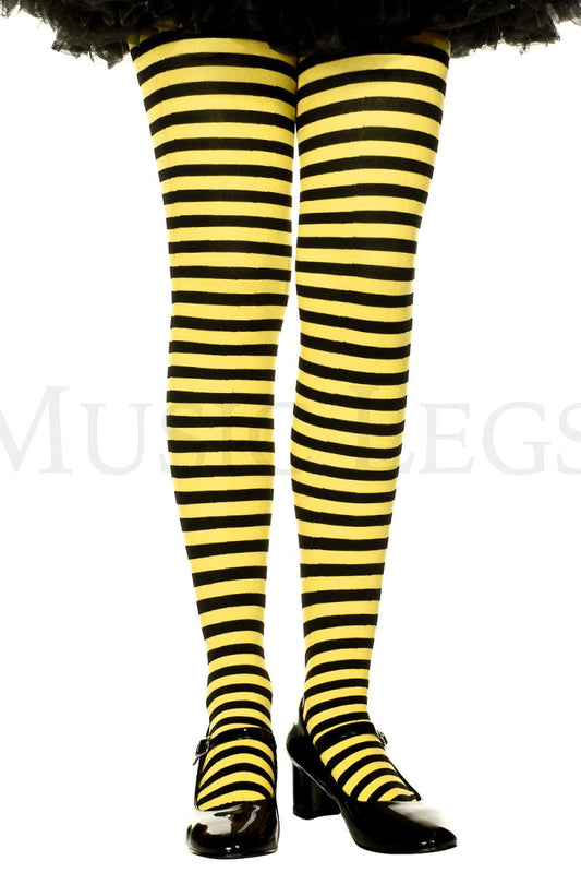 Girls striped tights Black/Yellow
