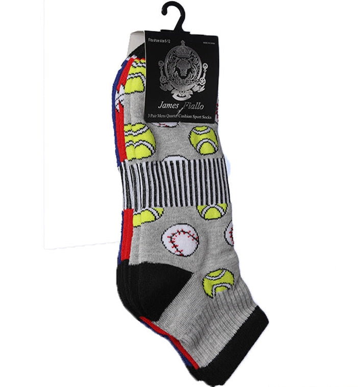 Men's Quarter Cushion Sport Socks 3-Pair
