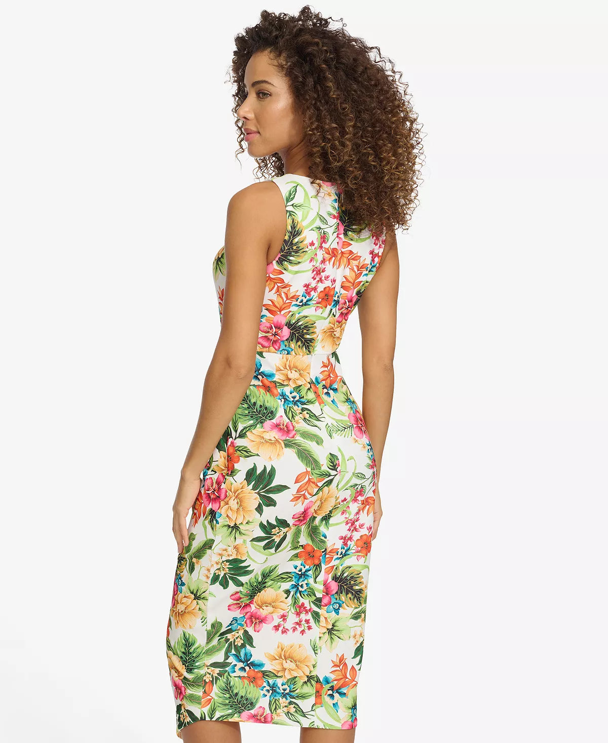 Dress Scuba Crepe Floral Print White Multi  - Siena