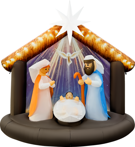 7.4FT Long Inflatable Nativity Scene with Illuminated Star of Bethlehem