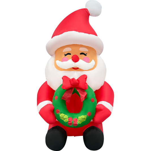 5.2 Ft. Tall Santa Holding a Wreath Christmas Inflatable LED Lights