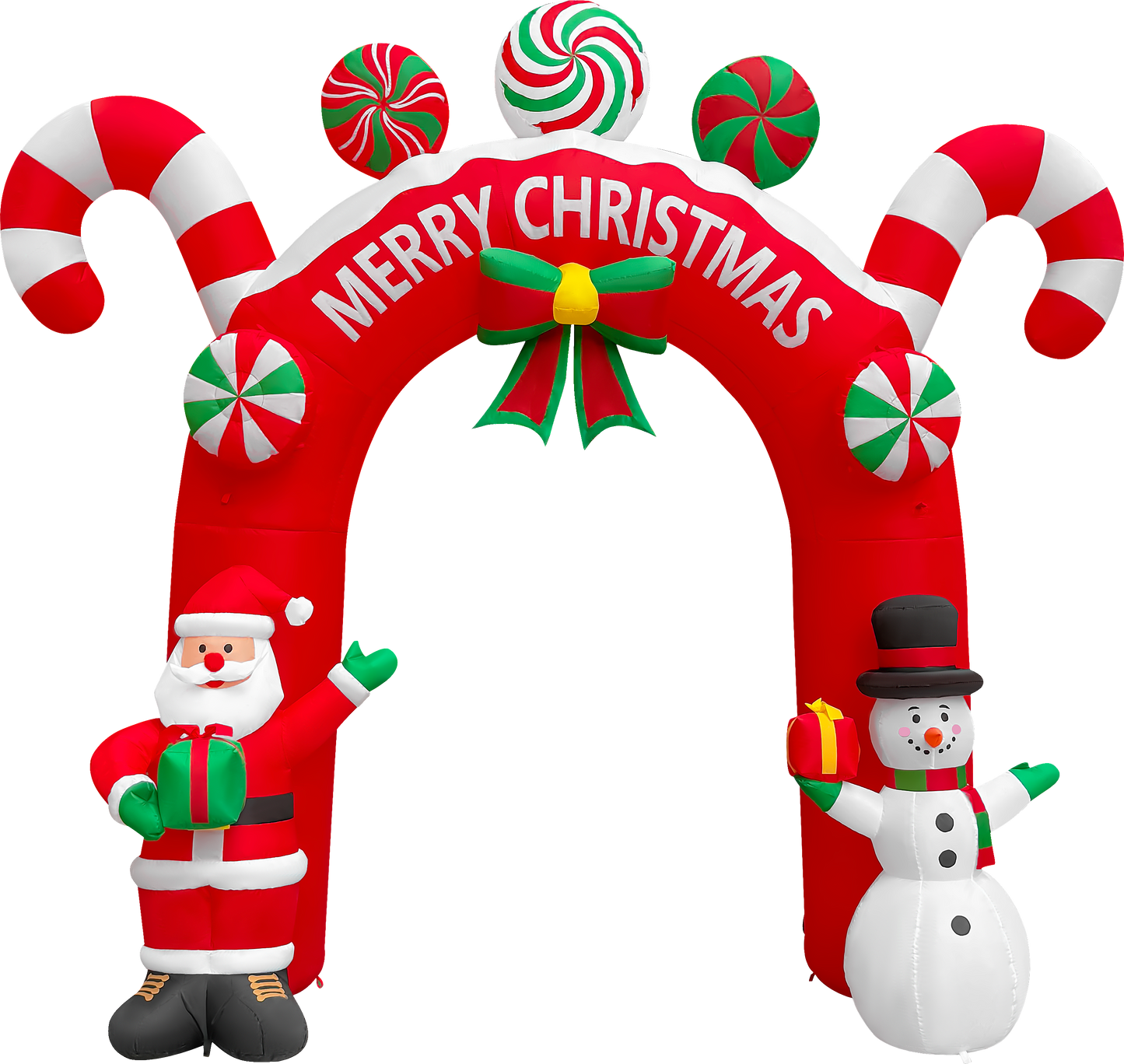 10.8FT Tall Inflatable Christmas Arch: Festive Welcome with Santa and Snowman