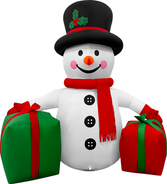 6FT Tall Inflatable Christmas Snowman with two Gifts