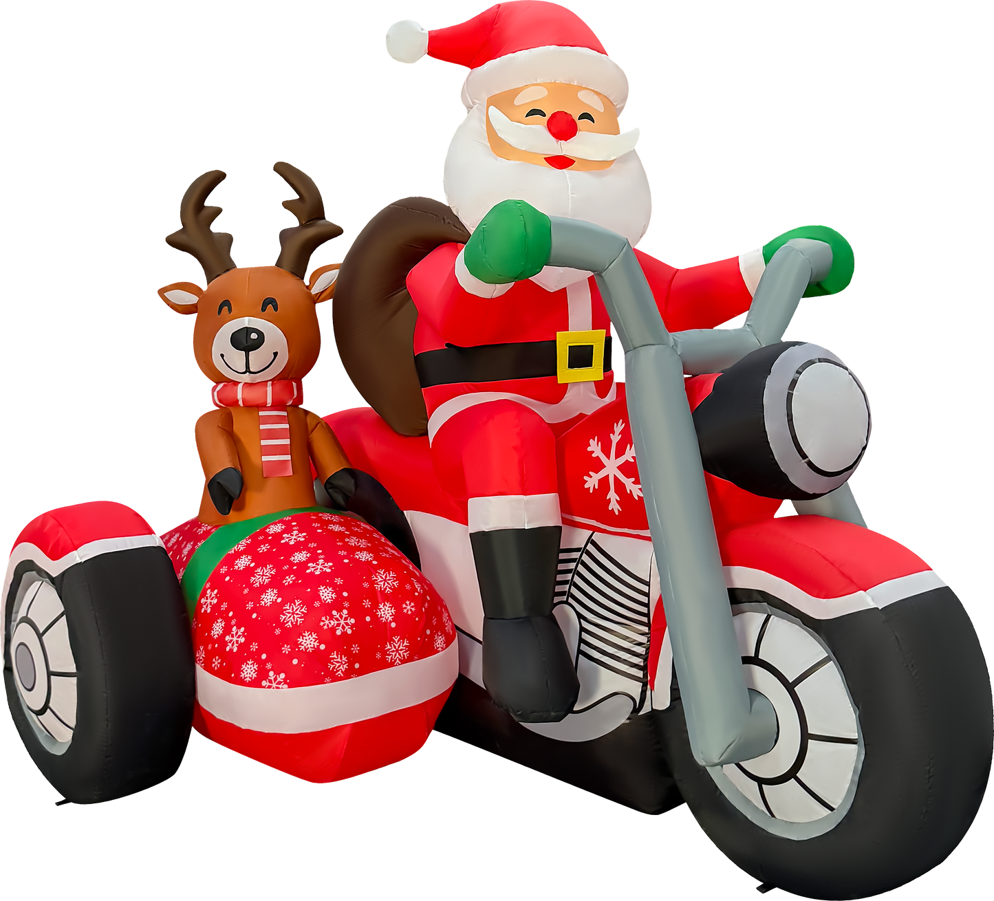 6.4FT Long Inflatable  Santa Claus on a Motorcycle with Reindeer