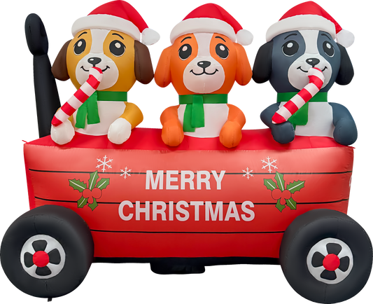 6.4FT Long Inflatable  "Merry Christmas" Decoration with Car and Puppies
