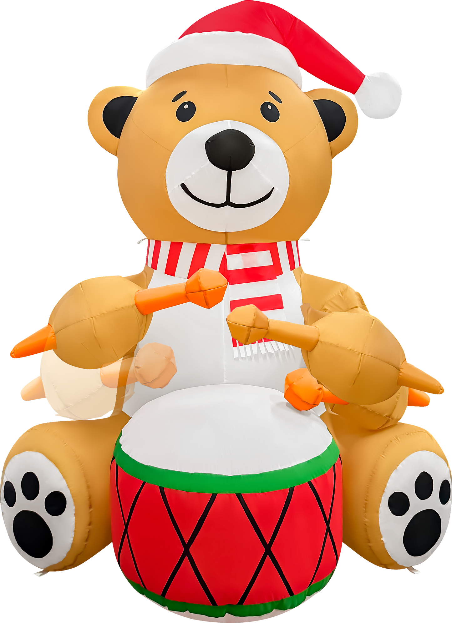 6FT Tall Inflatable Drummer Bear With Lights And Motion