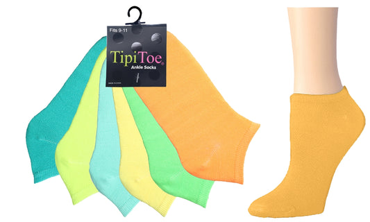 Women's 6 Pack Assorted Colors Ankle Sock