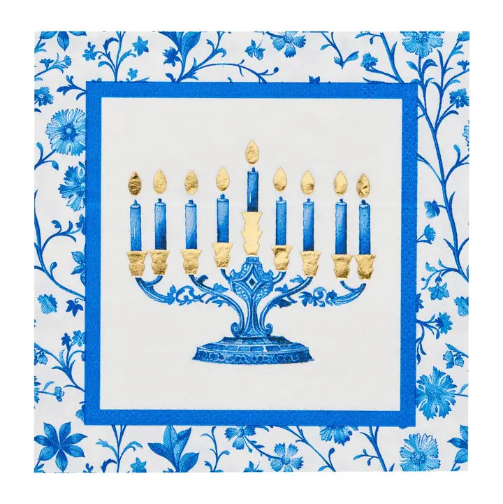 Cocktail Napkin Hanukkah Toile 5" 3-ply