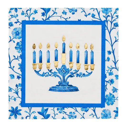 Cocktail Napkin Hanukkah Toile 5" 3-ply