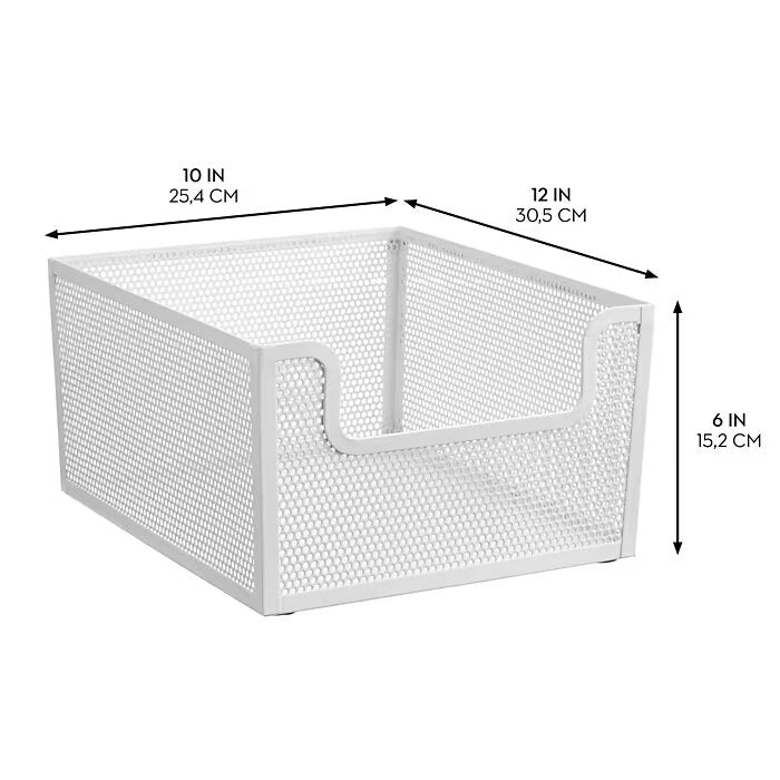 12 x 10 x 6  Frame Dip Front Basket Matte White