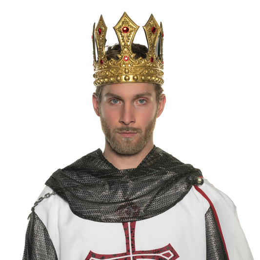 Kings Gold Foam Crown with Red Jewels