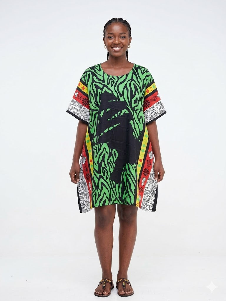 Kaftan Short Green Print  - Etnia Negra