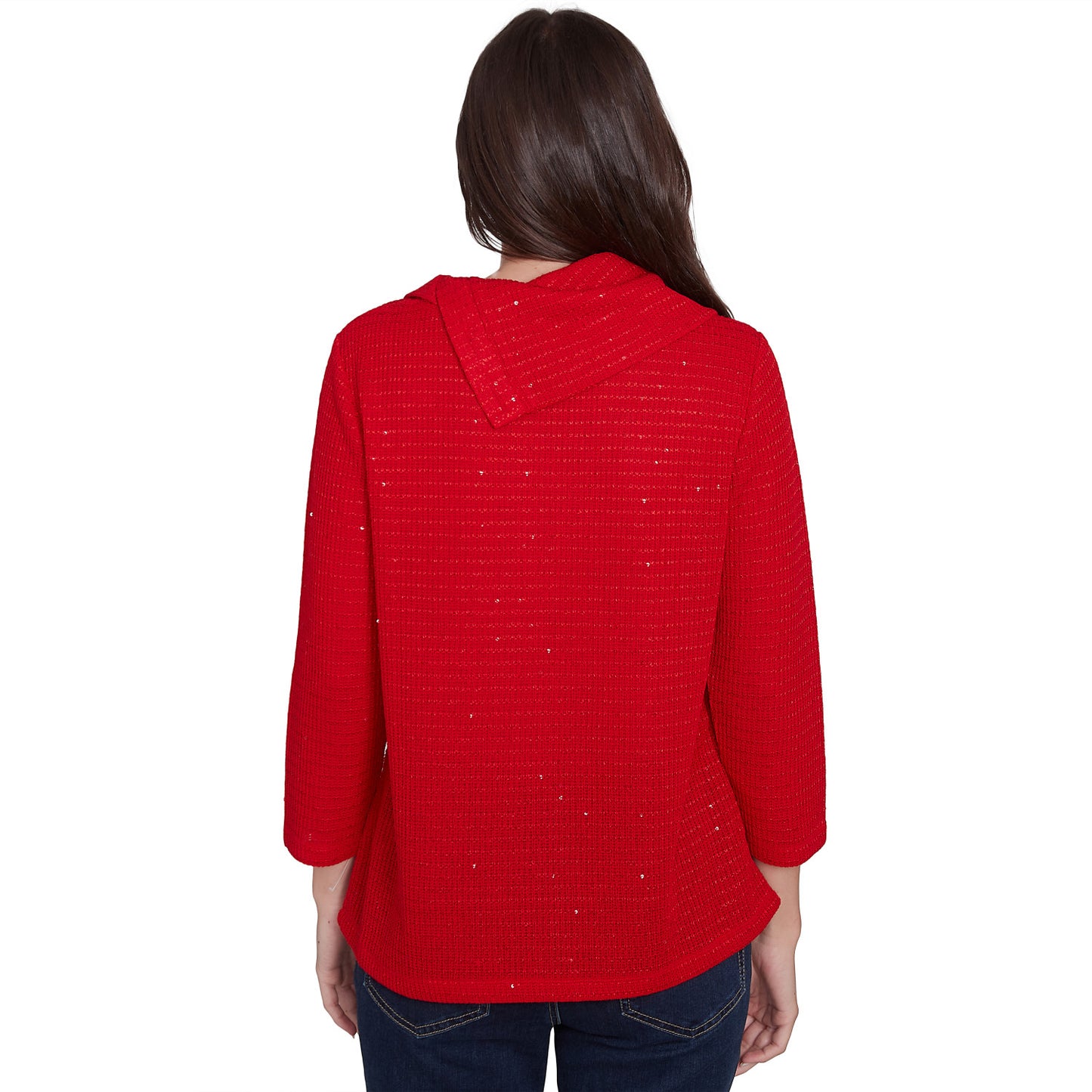 Split Cowl Neck Sequin Knit Top Lipstick - Ruby Rd