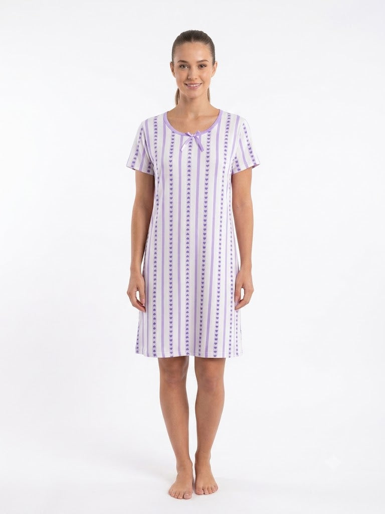 Ladies V-Neck Nightgown PURPLE HEARTS