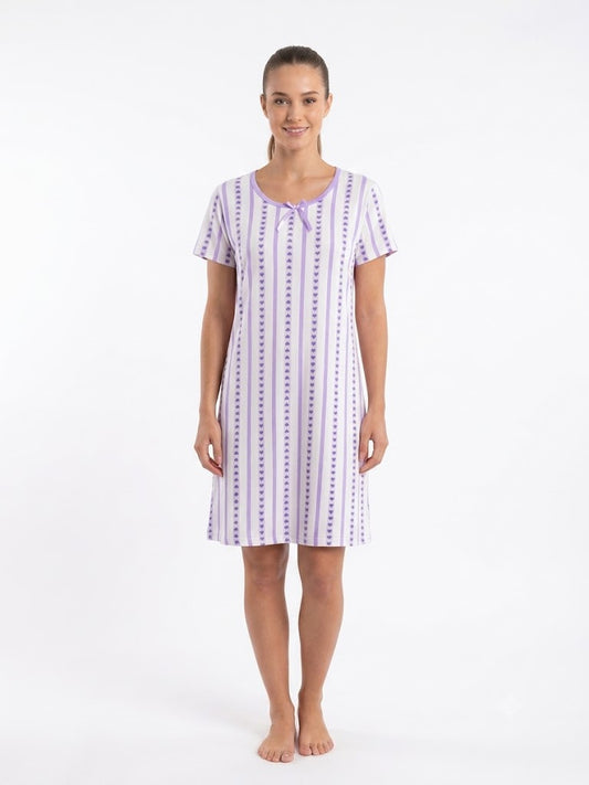 Ladies V-Neck Nightgown PURPLE HEARTS