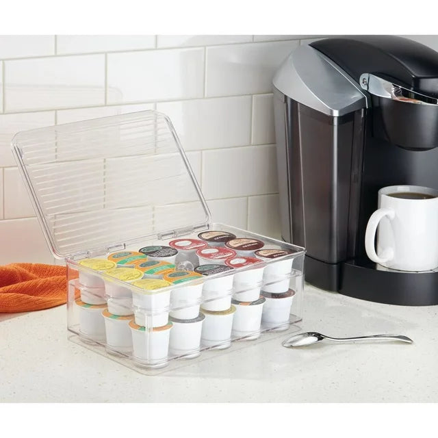 Linus Coffee Pod Stackable 2 Tier Box W/Lid Clear