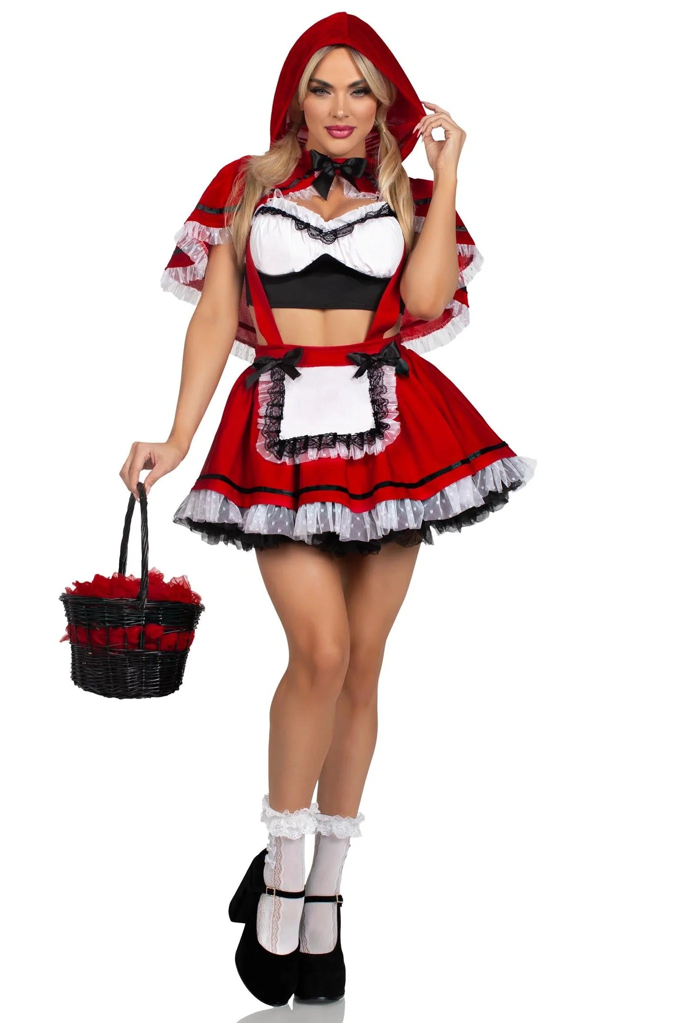 3 Piece Flirty Miss Red Lace Crop Top