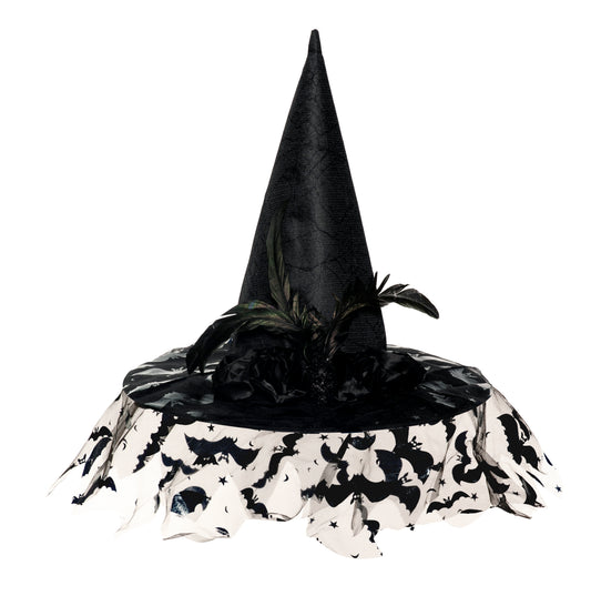 Deluxe Witch Hat With Veil Black